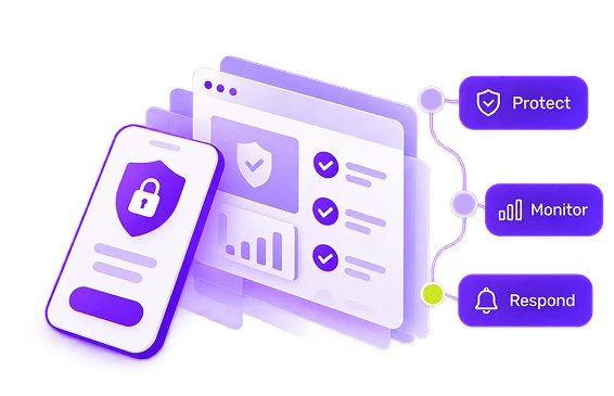 Protect, monitor and respond security illustration