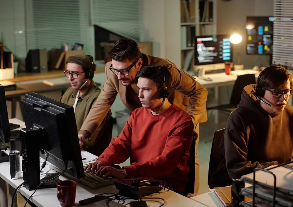 Cyber security team monitoring systems